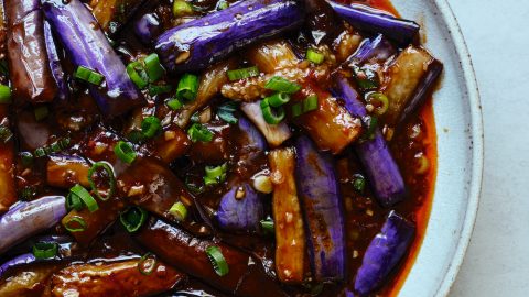 aubergines in pittige szechuansaus